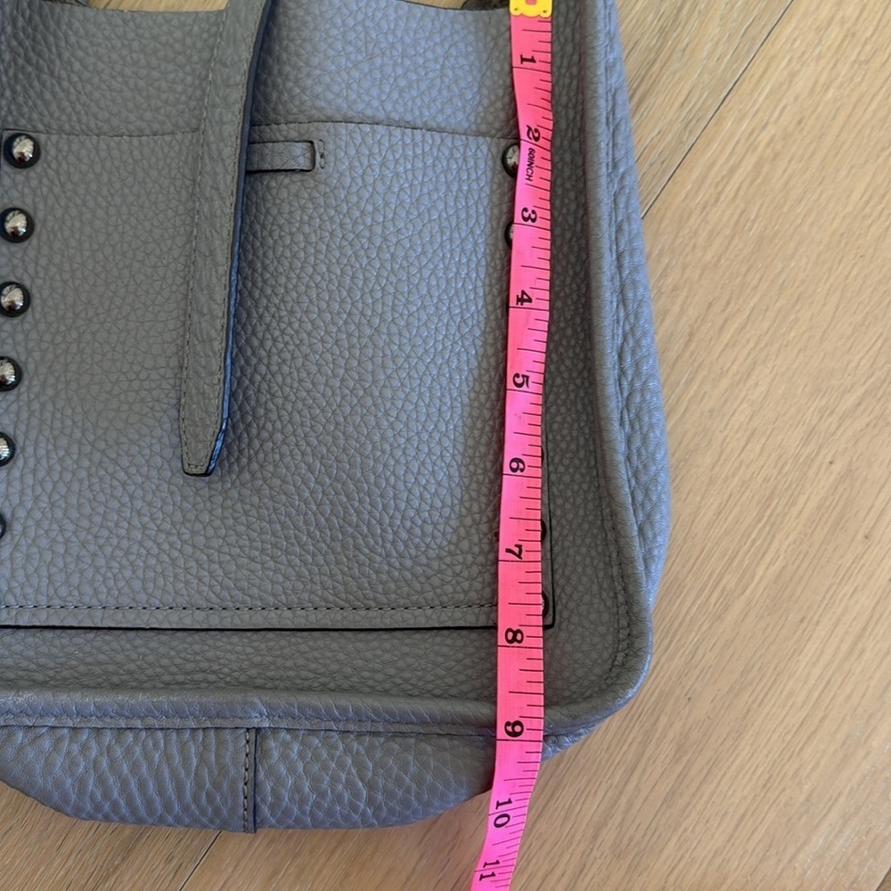 Rebecca Minkoff gray leather crossbody satchel with silver studs - Picture 7 of 8